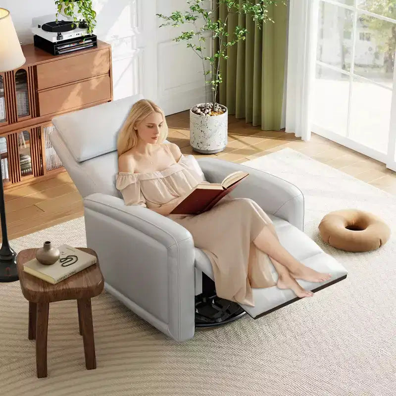 Manual recliner, 360 rotating rocking chair, single sofa with ergonomic backrest, suitable for living room