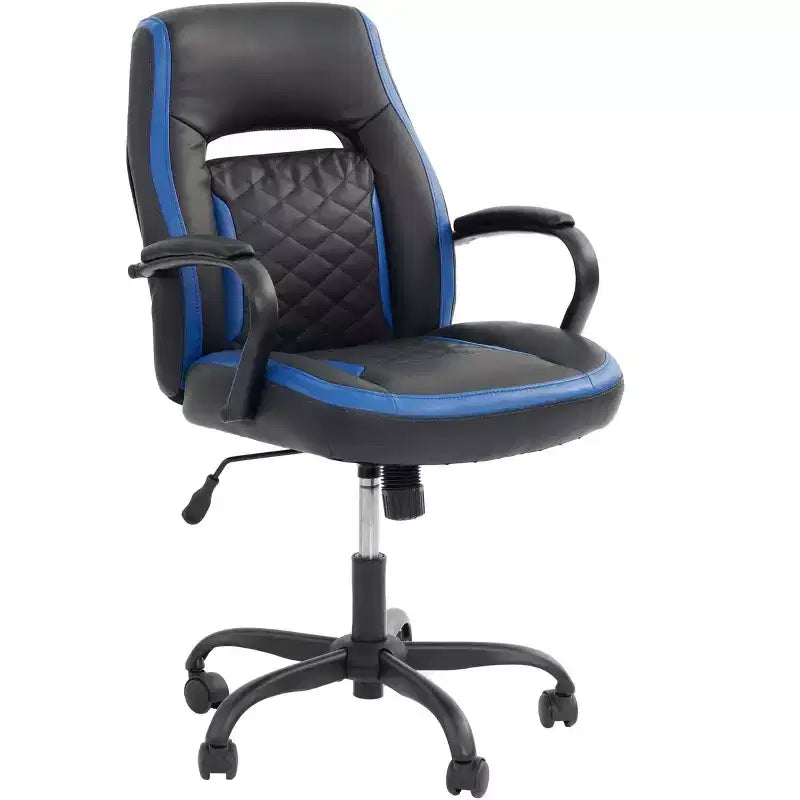 Fauteuil de gaming avec accoudoirs, chaise croisée avec roulettes, chaise d'ordinateur rembourrée pour bureau, étude, salle de jeux
