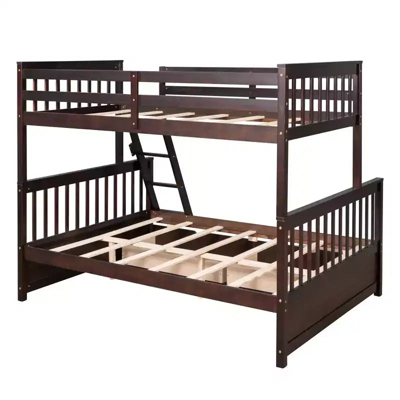Lit superposé double sur plein avec tiroirs de rangement, cadre et échelle en bois de pin massif avec barrières de sécurité pour enfants et adolescents