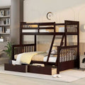 Twin over Full Bunk Bed with Storage Drawers, Solid Pine Wood Frame and Ladder with Guard Rails for Kids Teens