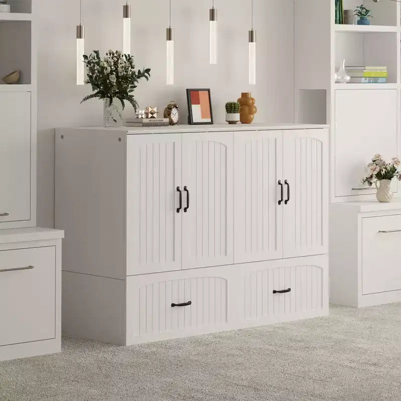 Saving Full-Size Murphy Bed: Foldable Design, Built - in Storage Ideal for Bedrooms