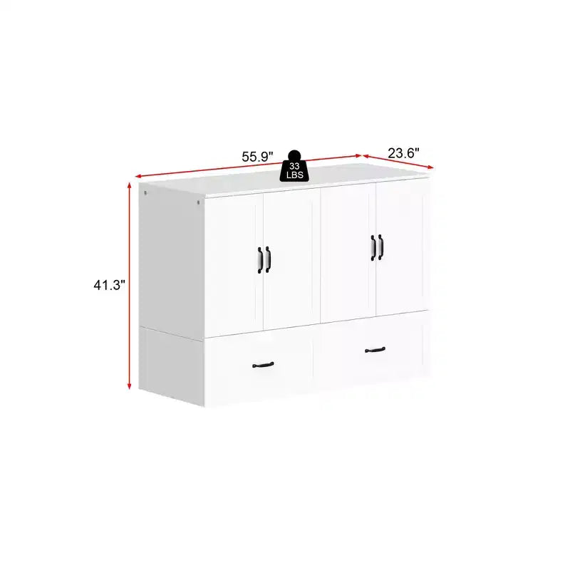 Saving Full-Size Murphy Bed: Foldable Design, Built - in Storage Ideal for Bedrooms
