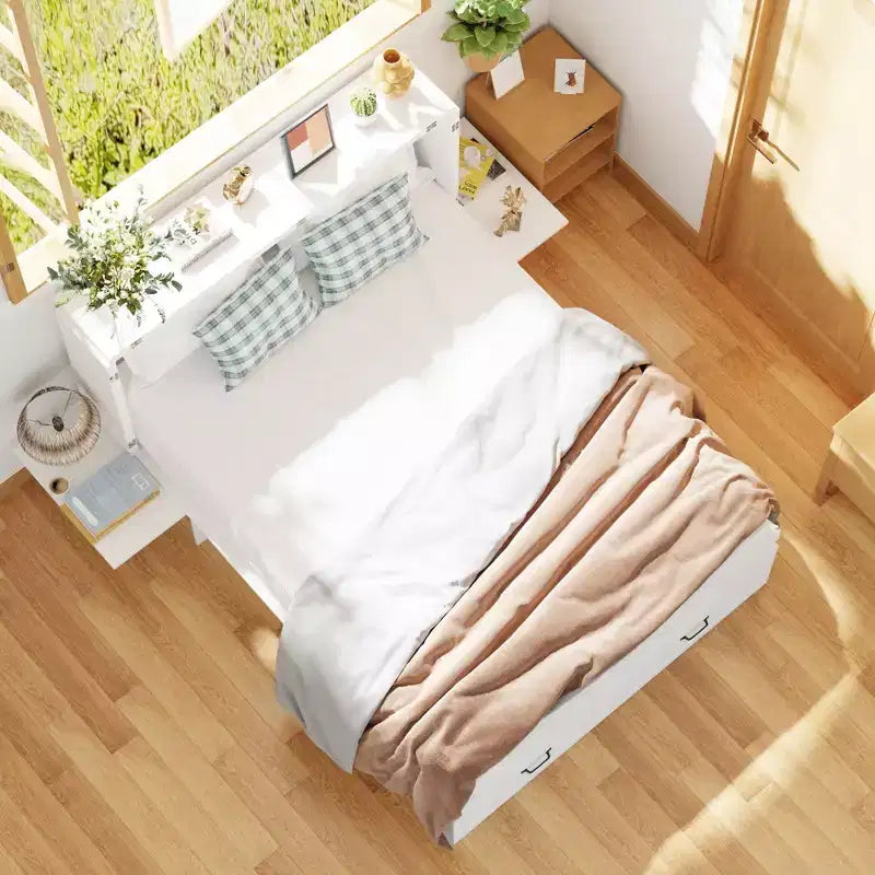Saving Full-Size Murphy Bed: Foldable Design, Built - in Storage Ideal for Bedrooms