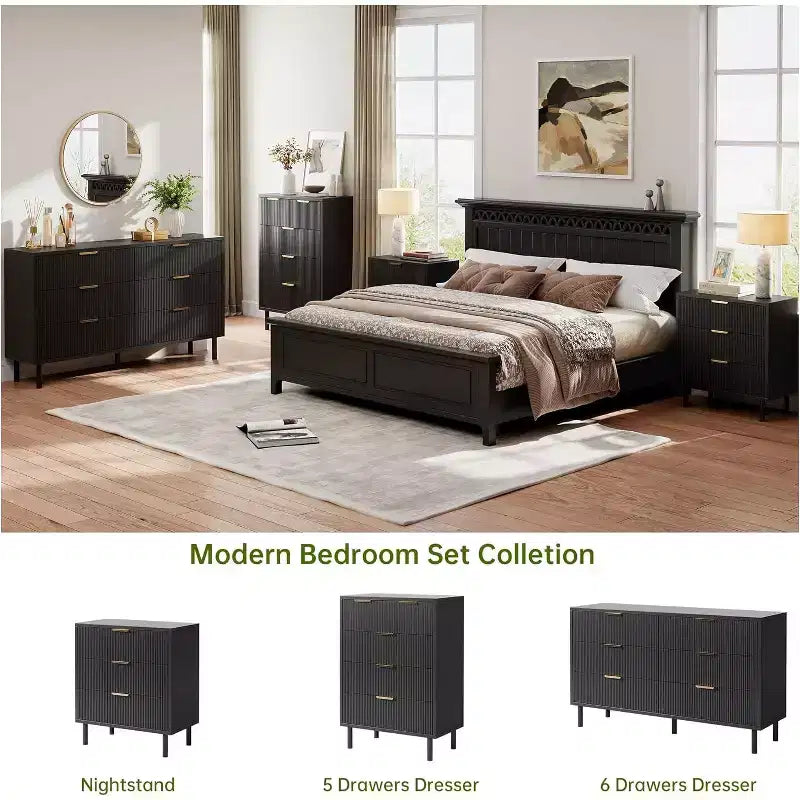 Fluted 3 Drawer Dresser, 28'' Wide Chest of Drawers with Anti-Tipping Device, Tall Wood Nightstand with Storage and Metal Legs for Bedroom, Hallway