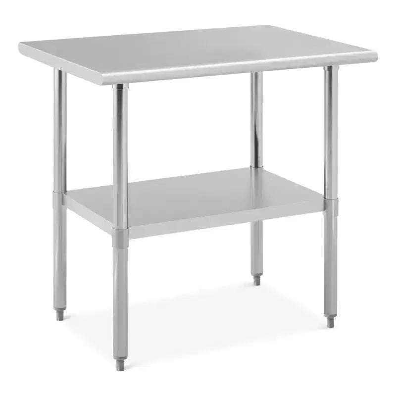Table de préparation en acier inoxydable 91,4 x 61 cm, Table de cuisine robuste avec étagère inférieure réglable, Table de travail alimentaire en acier inoxydable pour restaurants, hôtels