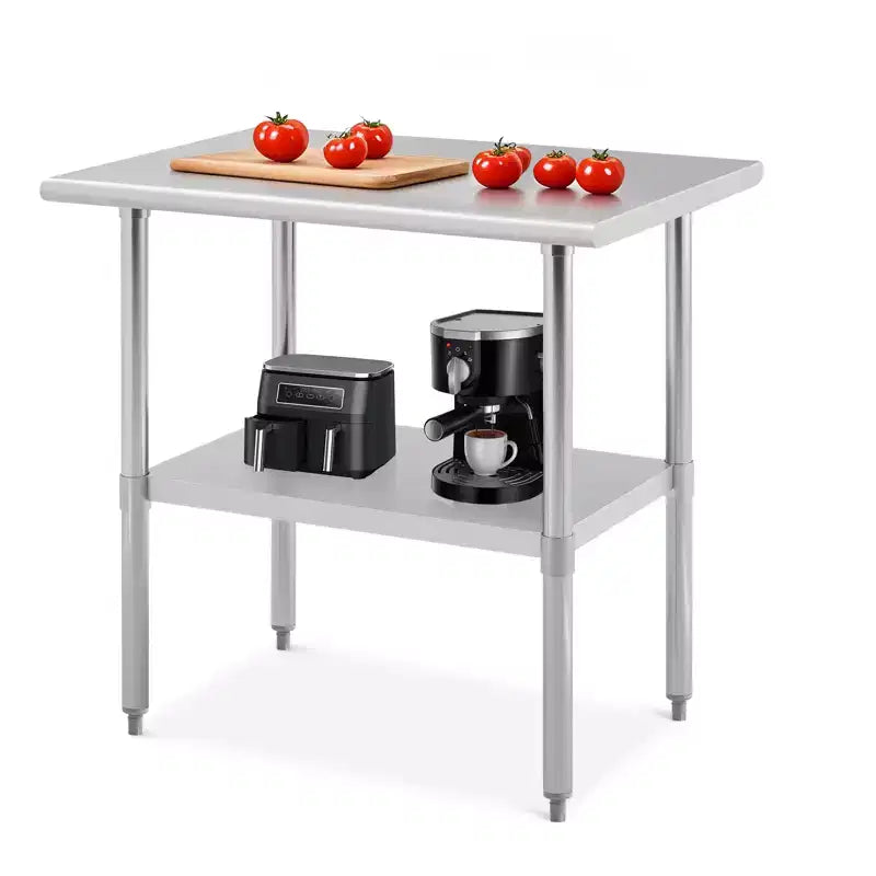 Table de préparation en acier inoxydable 91,4 x 61 cm, Table de cuisine robuste avec étagère inférieure réglable, Table de travail alimentaire en acier inoxydable pour restaurants, hôtels