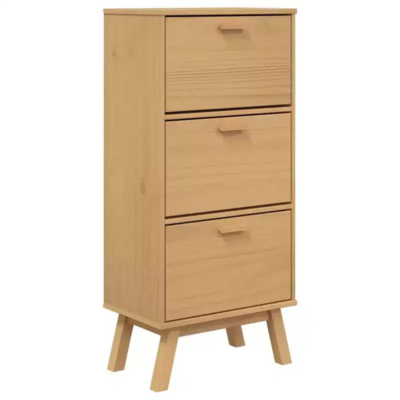 vidaXL Shoe Cabinet Solid Pine Wood with a Wax Finish, Engineered Wood