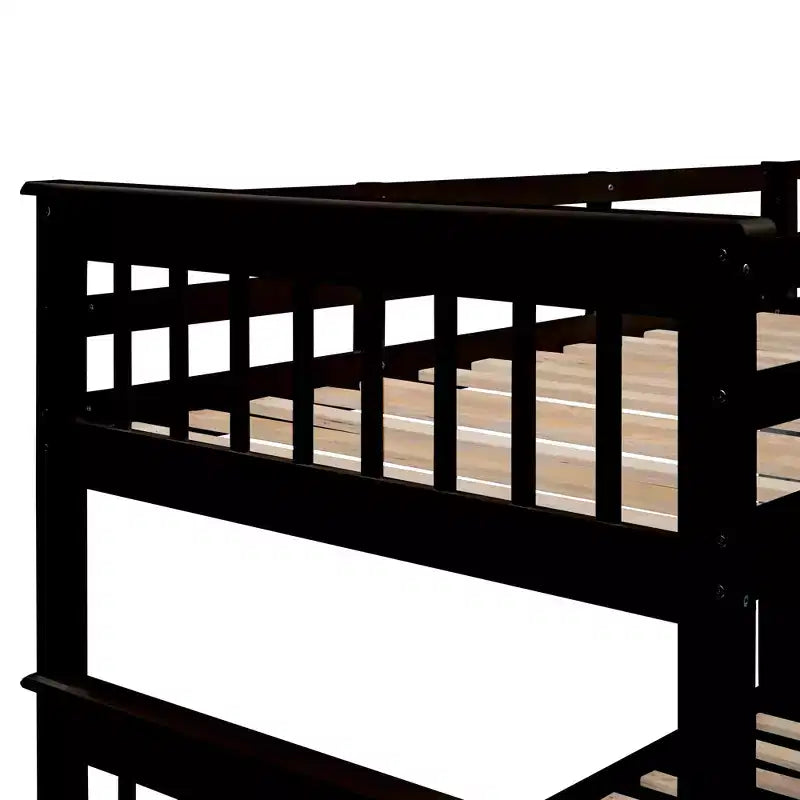Stairway Twin over Full Bunk Bed with Trundle for Kids, Bunk Bed Frame with Storage Stairs and Guard Rail