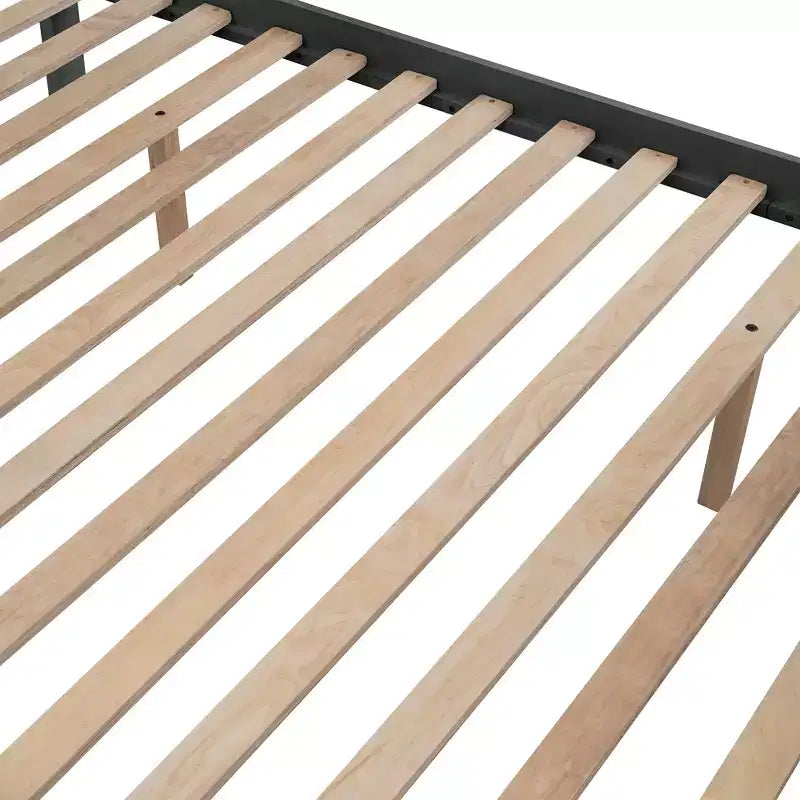 Stairway Twin over Full Bunk Bed with Trundle for Kids, Bunk Bed Frame with Storage Stairs and Guard Rail
