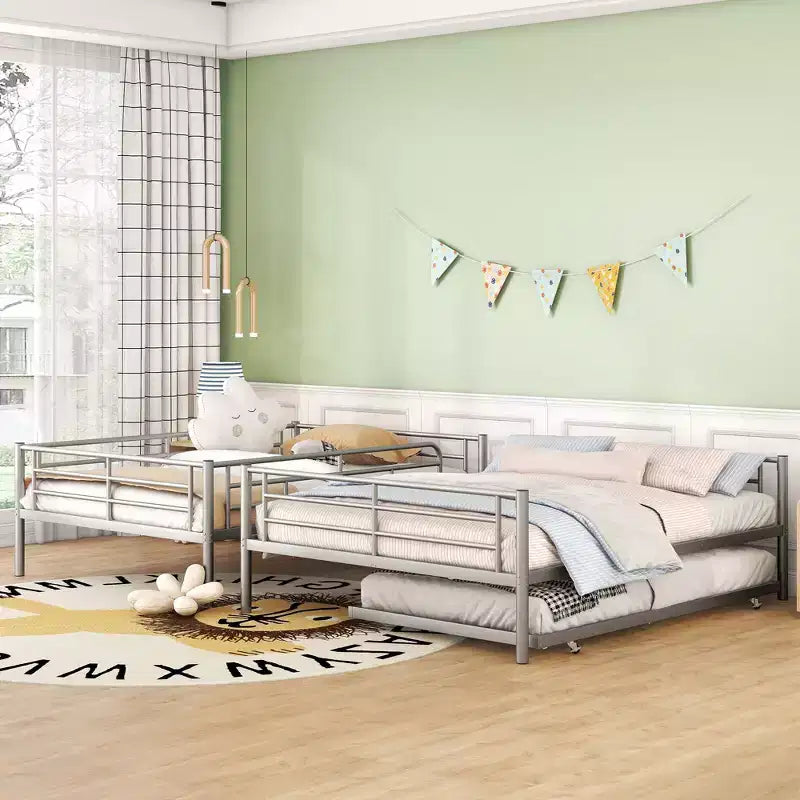 Lits superposés en métal avec lit gigogne, cadre de lit superposé robuste pour enfants, adolescents et adultes