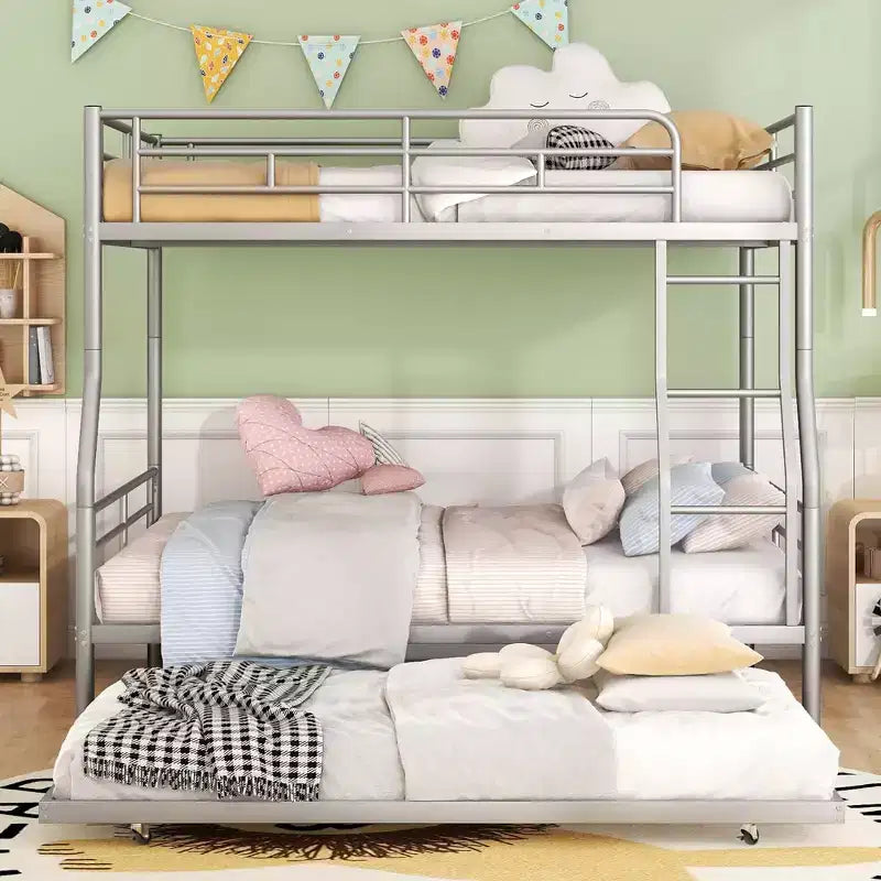 Lits superposés en métal avec lit gigogne, cadre de lit superposé robuste pour enfants, adolescents et adultes