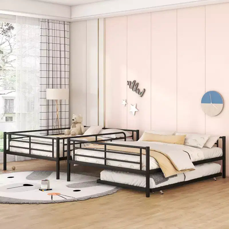 Lits superposés en métal avec lit gigogne, cadre de lit superposé robuste pour enfants, adolescents et adultes