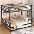 Metal Bunk Beds with Trundle, Heavy Duty Bunk Bed Frame for Kids Teens Adults