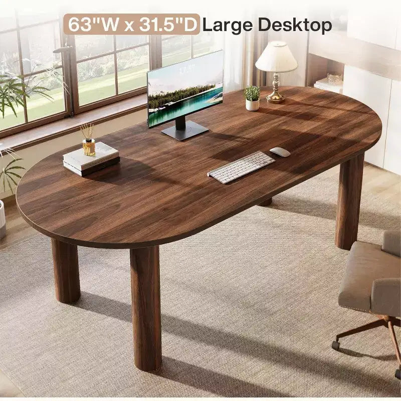 63 pouces Bureau de direction, Bureau d'ordinateur en bois, Grande table de travail de bureau Meuble de bureau Poste de travail pour bureau à domicile