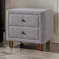 Royal Hampton 20 Inch Nightstand, 2 Drawers, Boucle Upholstery