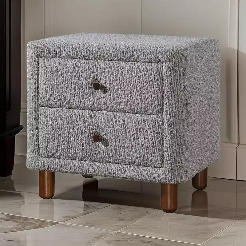 Royal Hampton 20 Inch Nightstand, 2 Drawers, Boucle Upholstery