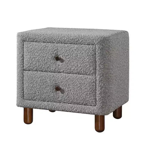 Table de chevet 50 cm, 2 tiroirs, revêtement bouclette