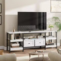 Rustic Industrial Media Console with 2 Drawers and Open Storage Shelves, Living RoomHome Theater RoomSuitable forOpen-Concept Living Space
