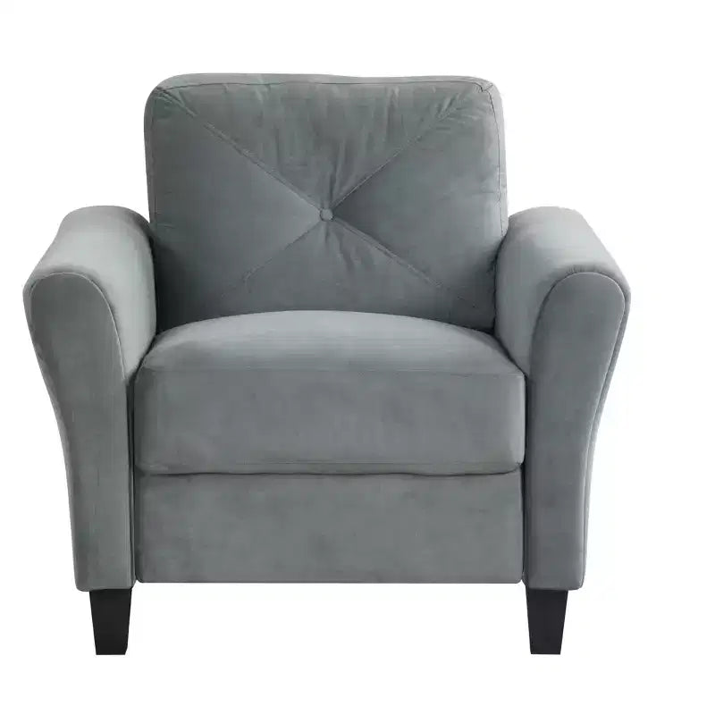 Fauteuil simple en velours de 35 L x 32,75 H avec dossier capitonné, fauteuil moderne pour salon, chambre, bureau, gris