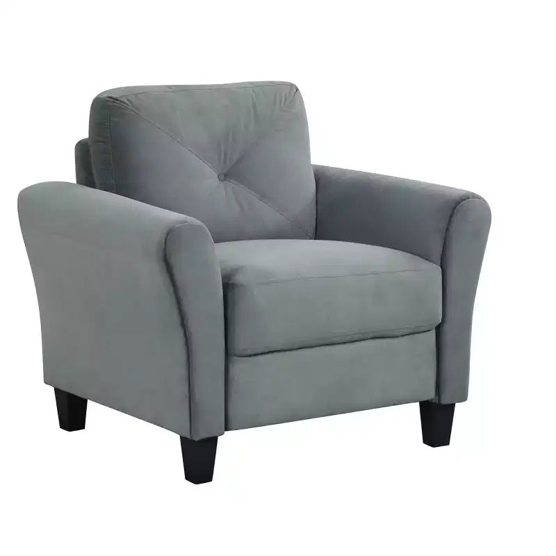 35 L x 32.75 H Velvet Upholstered Single Sofa Chair with Button Tufted Backrest Modern Armchair for Living Room Bedroom Office Gray