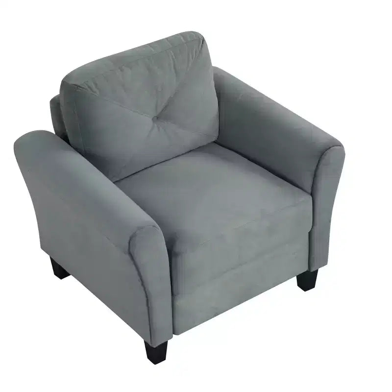 Fauteuil simple en velours de 35 L x 32,75 H avec dossier capitonné, fauteuil moderne pour salon, chambre, bureau, gris