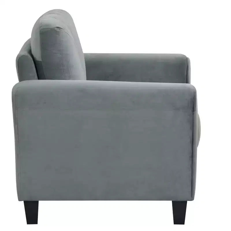 Fauteuil simple en velours de 35 L x 32,75 H avec dossier capitonné, fauteuil moderne pour salon, chambre, bureau, gris