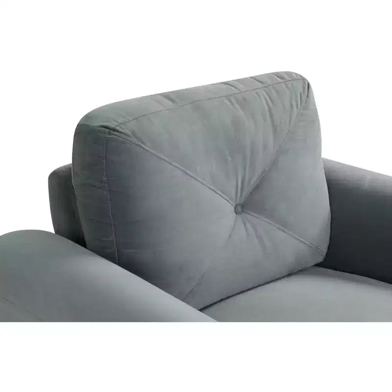 Fauteuil simple en velours de 35 L x 32,75 H avec dossier capitonné, fauteuil moderne pour salon, chambre, bureau, gris