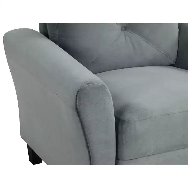 Fauteuil simple en velours de 35 L x 32,75 H avec dossier capitonné, fauteuil moderne pour salon, chambre, bureau, gris