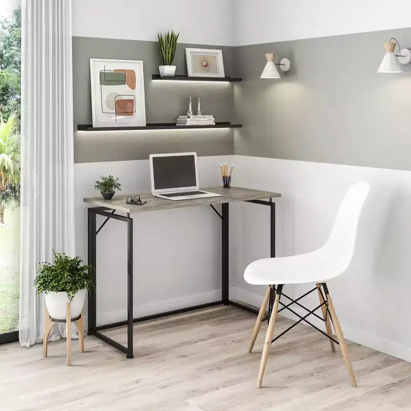 Bureau informatique peu encombrant de 99 cm, bureaux de télétravail avec pieds en métal, bureau debout pour salon, salle de lecture, bureau d'étude