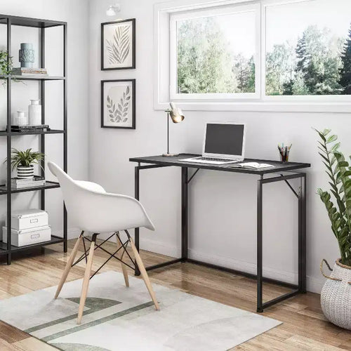 Okak 39IN Space-Saving Computer Desk, Home Office Desks with Metal Legs, Standing Desk for Living Room, Reading Room, Study