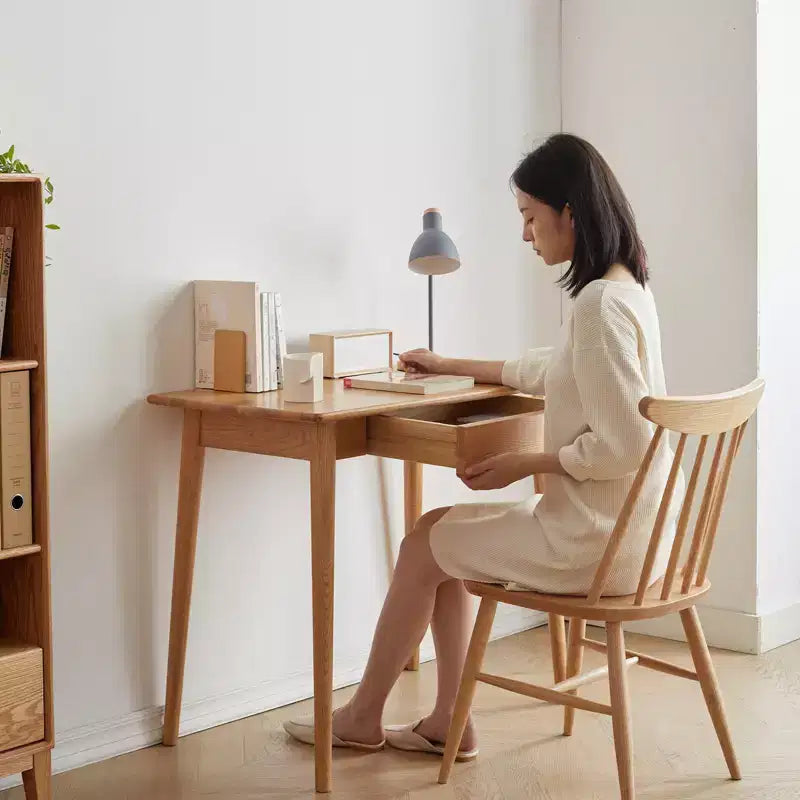31.5/39IN Modern Solid Wood Home Office Desks, Standing Desk with 1 Drawer, Writing Desk for Living Room, Reading Room, Study