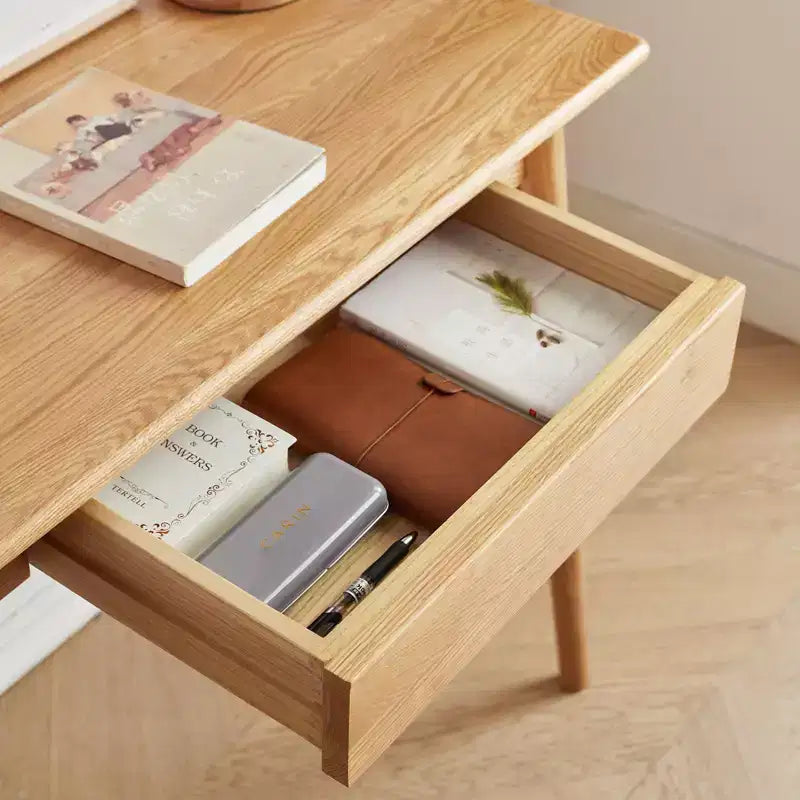 31.5/39IN Modern Solid Wood Home Office Desks, Standing Desk with 1 Drawer, Writing Desk for Living Room, Reading Room, Study