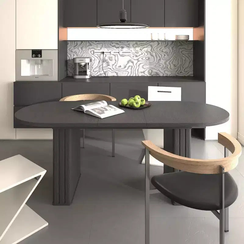 78IN Extendable Dining Table for 4-8 People, Kitchen Table with Wooden Strip Base, Foldable Table for Living Room, Dining Room