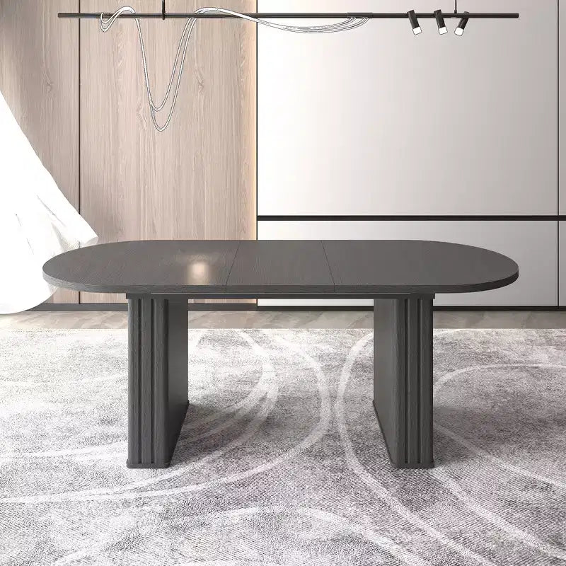 78IN Extendable Dining Table for 4-8 People, Kitchen Table with Wooden Strip Base, Foldable Table for Living Room, Dining Room