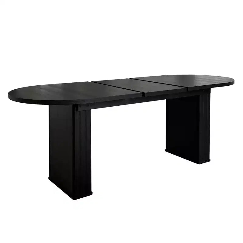 78IN Extendable Dining Table for 4-8 People, Kitchen Table with Wooden Strip Base, Foldable Table for Living Room, Dining Room