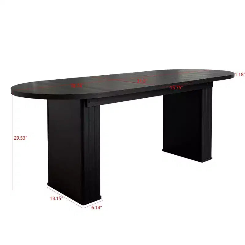 78IN Extendable Dining Table for 4-8 People, Kitchen Table with Wooden Strip Base, Foldable Table for Living Room, Dining Room