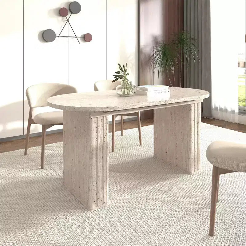 78IN Extendable Dining Table for 4-8 People, Kitchen Table with Wooden Strip Base, Foldable Table for Living Room, Dining Room