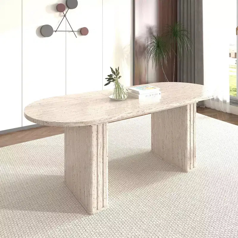 78IN Extendable Dining Table for 4-8 People, Kitchen Table with Wooden Strip Base, Foldable Table for Living Room, Dining Room