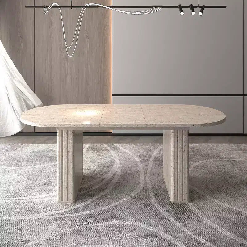 78IN Extendable Dining Table for 4-8 People, Kitchen Table with Wooden Strip Base, Foldable Table for Living Room, Dining Room