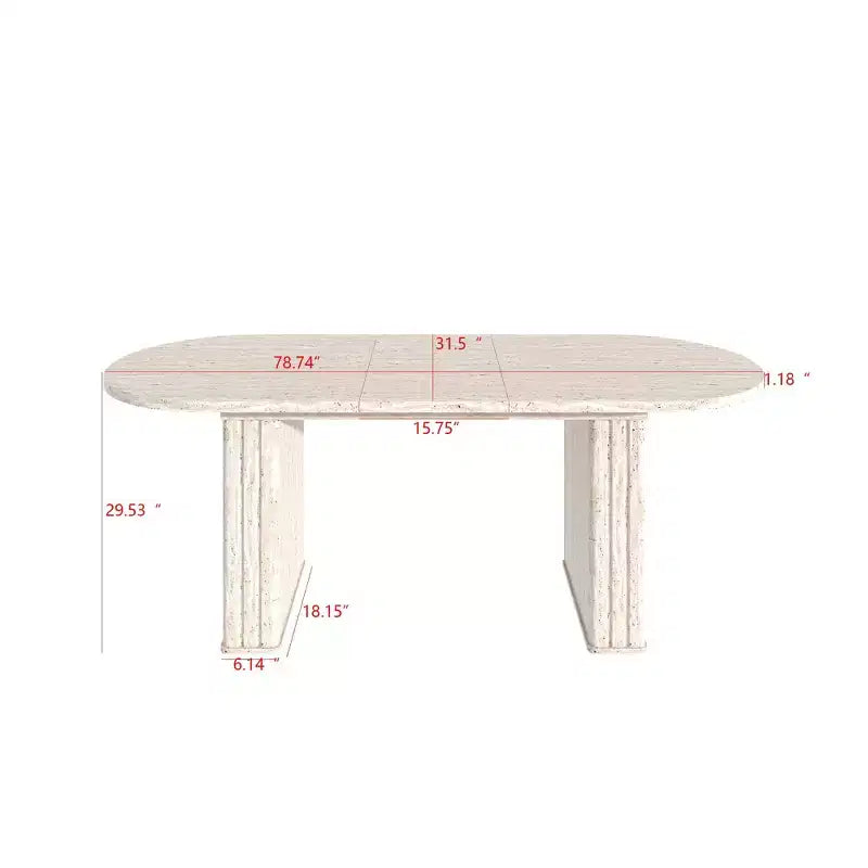 78IN Extendable Dining Table for 4-8 People, Kitchen Table with Wooden Strip Base, Foldable Table for Living Room, Dining Room