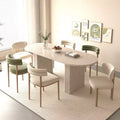 Okak 78IN Extendable Dining Table for 4-8 People, Kitchen Table with Wooden Strip Base, Foldable Table for Living Room, Dining Room