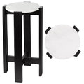 JONATHAN Y Elena 24 Minimalist Structured Wood Drink Table & Decorative End Table with White Marble Round Top