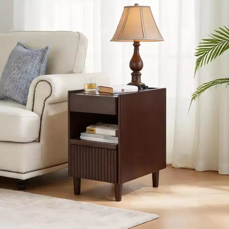 Wooden Stylish Functional 1 Drawer Nightstand for Bedroom Living Room