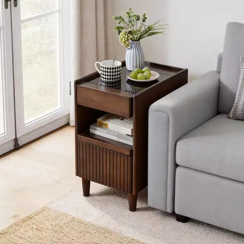 Wooden Stylish Functional 1 Drawer Nightstand for Bedroom Living Room