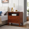 Open Space and 2 Rustic Farmhouse 2 Drawer Nightstand for Bedroom Living Room