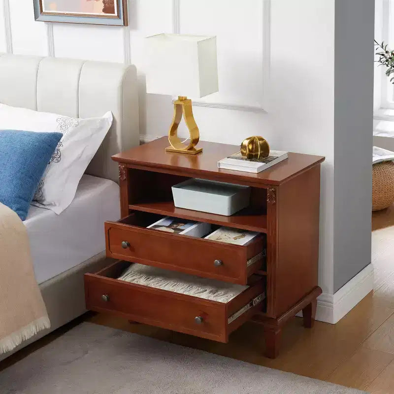 Espace Ouvert et 2 Tables de Chevet Rustiques à 2 Tiroirs pour Chambre Salon