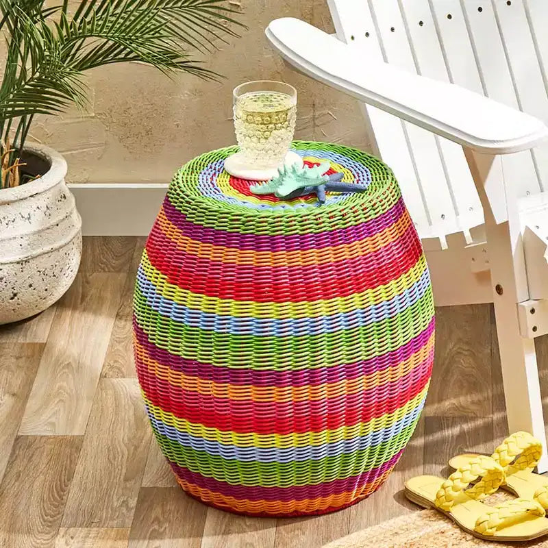 The Lakeside Collection Vibrant Rattan End Table -