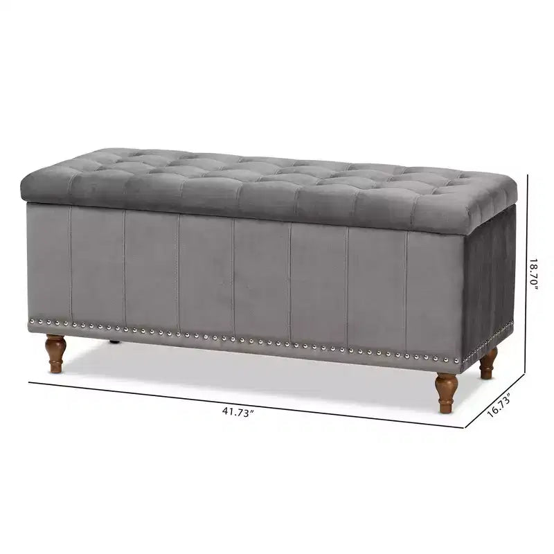 Banc ottoman de rangement capitonné en velours