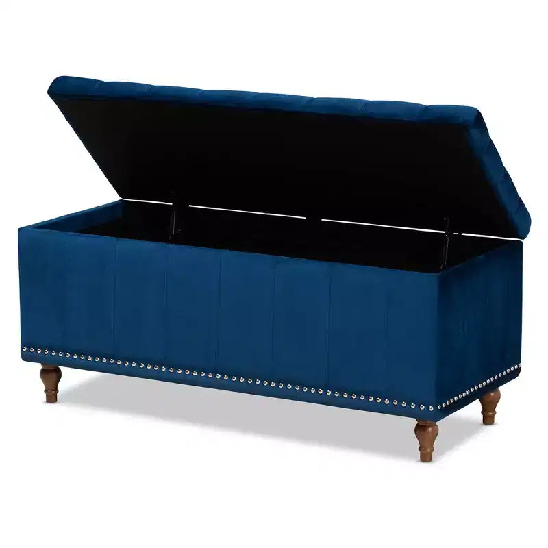 Banc ottoman de rangement capitonné en velours