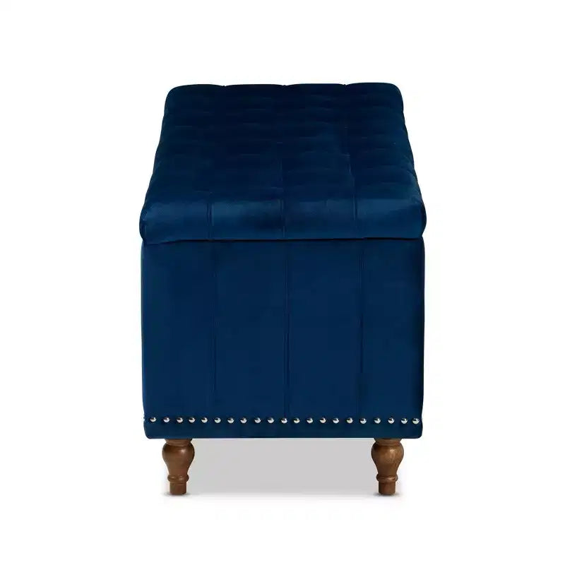 Banc ottoman de rangement capitonné en velours
